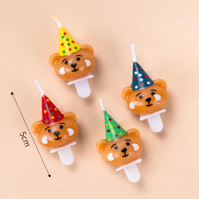 5PCS Bear Shaped Candles Cupcake Topper Baby Shower Favors 5 Bear Candles for Guests for Bear Party Supplies Decorations