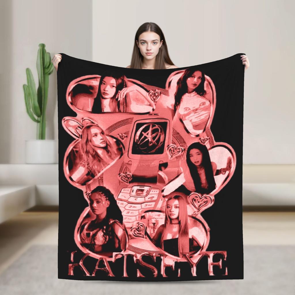 Manon Katseye Kpop Blanket Fleece All Season Portable Soft Throw Blankets for Home Bedroom Bedspread
