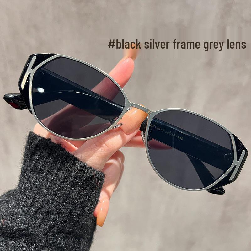 Cross-Border Luxury UV-Protection Cat-Eye Round Sunglasses