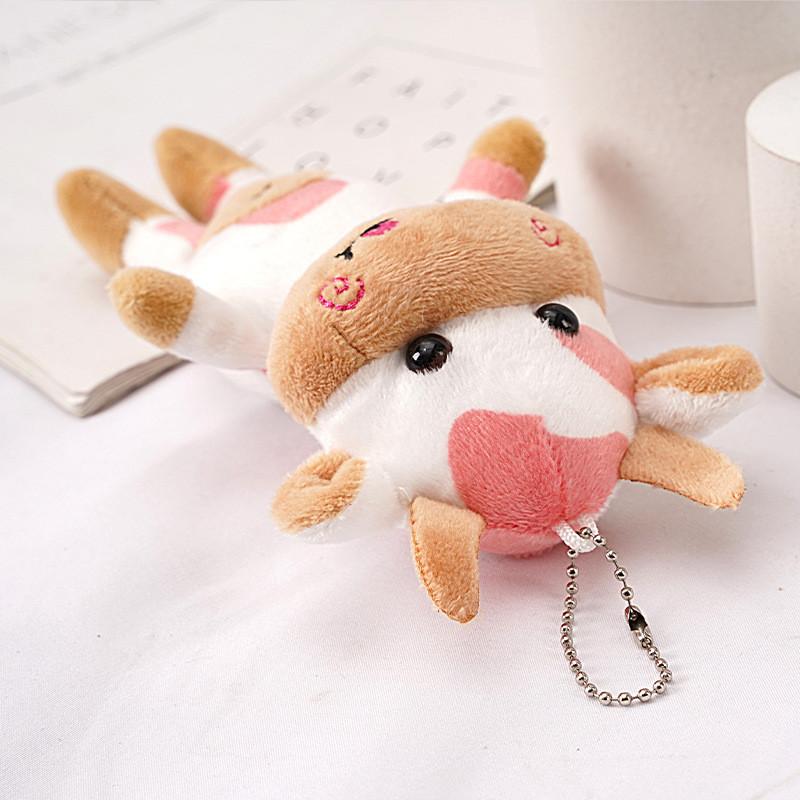 Portachiavi Mucca di Peluche con Imbottitura in Cotone PP per Regalo e Collezione