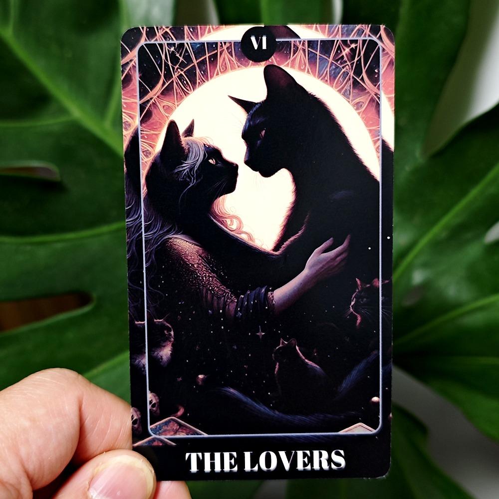 Black Cat Tarot Shadowy Cat Deck Feline Deck 78 Pcs Tarot Cards Based on Rider Waite System for Beginners 10.3*6cm