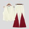 INCERUN Two Pieces Men Sleeveless Waistcoats Long Stitching Flare Pants Sets