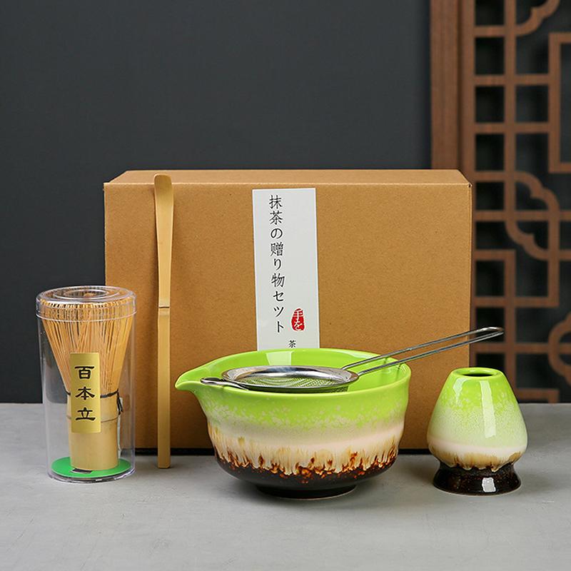 5/6Pcs Matcha Tea Set Bamboo Whisk Teaspoon Sieve Matcha Ceramic Bowl Matcha Whisk Japanese For Tea Lovers Tea-Making Tools