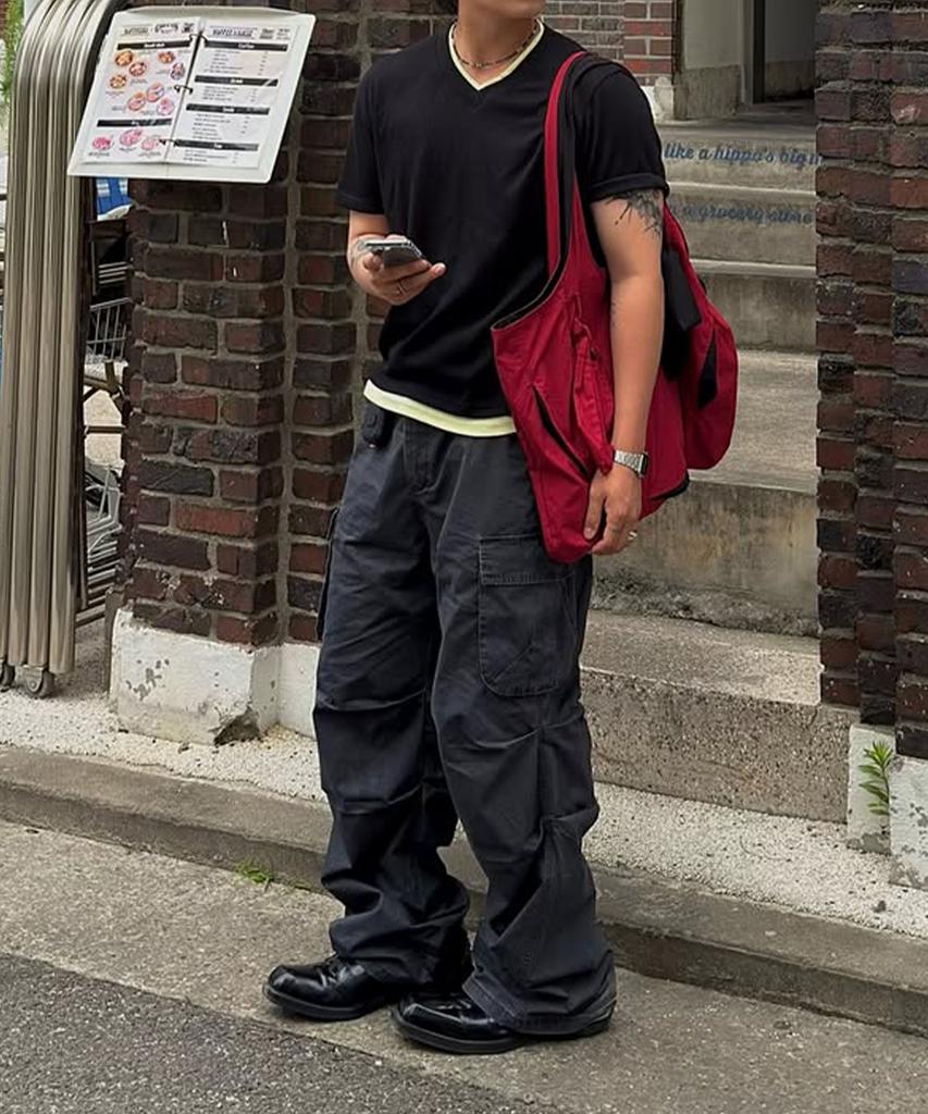 INTEMPOMOOD [Summer Fabric] Recon Fade Cargo Pants_Charcoal