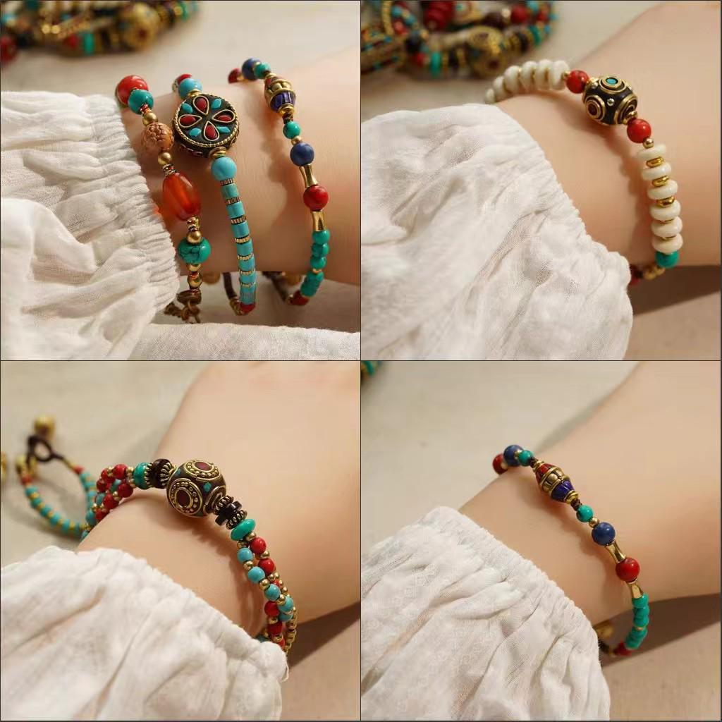 Handmade Chinese Retro Beaded Bracelet: Versatile Ethnic Style for Couples & Friends