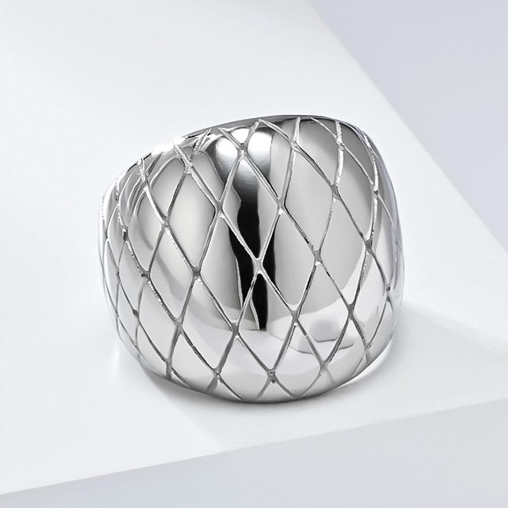 Gittermuster Hochwertiger Vergoldeter Ring Weibliches Temperament Design Schlicht und Modisch Handschmuck