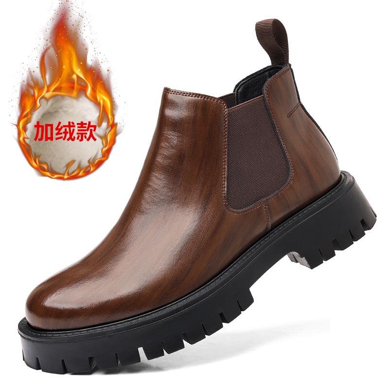 Martin Boots Men's 2024 New Winter Youth High-top Platform Short Boots Velvet Men's Chelsea Boots