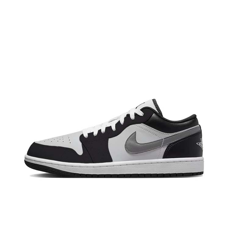 Jordan Air Jordan 1 Cushioning Slip Resistant Low Top Vintage Basketball Shoes Men's Black White 553558-132(Team183-)