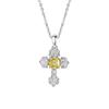 Natural Topaz S925 Sterling Silver Necklace Hip-hop Style Cross Sweet Cool Collarbone Chain Versatile Jewelry