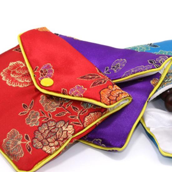 2Pcs Elegant Embroidered Jewelry Pouch Beautiful Bright-colored Fabric Jewelry Organizer for Women
