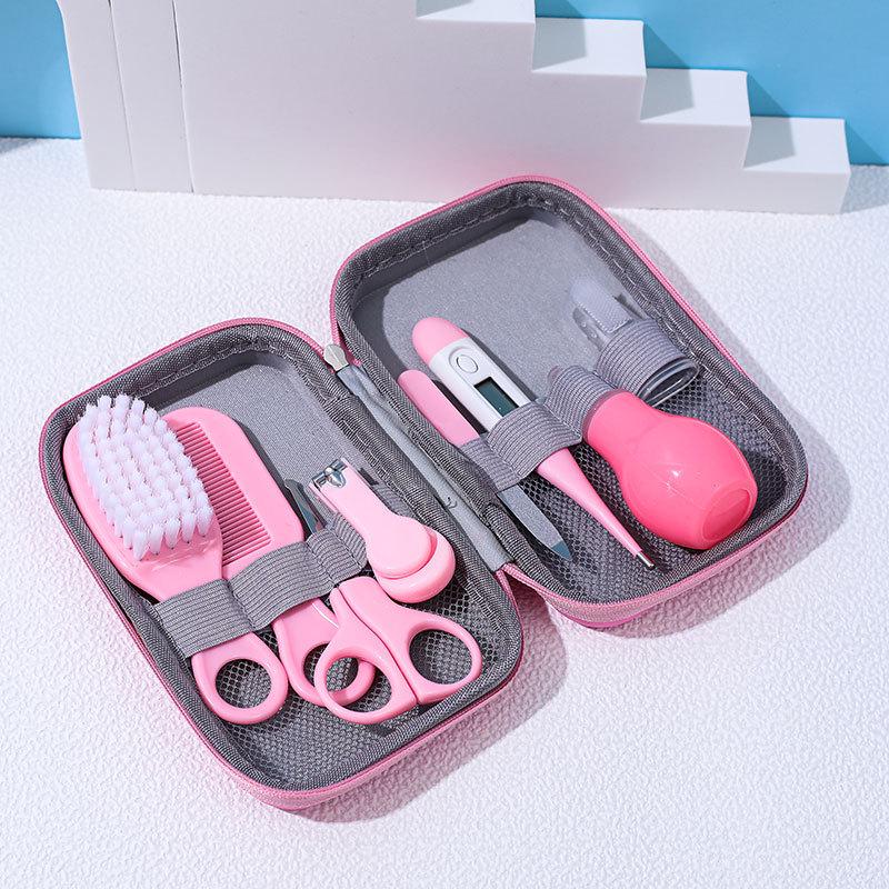 8-teiliges Baby-Nagelknipser-Set mit Kamm, Bürste, Nasensauger und EVA-Tasche