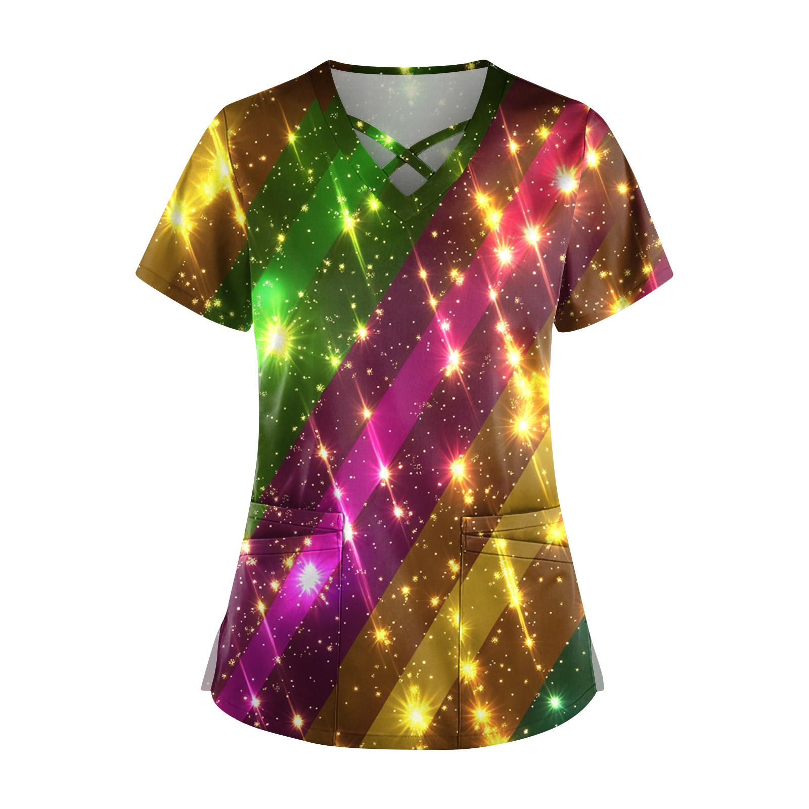 

Женский топ с коротким рукавом, ступенчатым V-образным вырезом, принтом и карманом, быстросохнущий XXXL