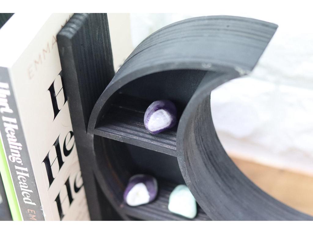 New Moon & Sun Round Wooden Wall Crystal Shelf - Home & B&B Pendant Decor