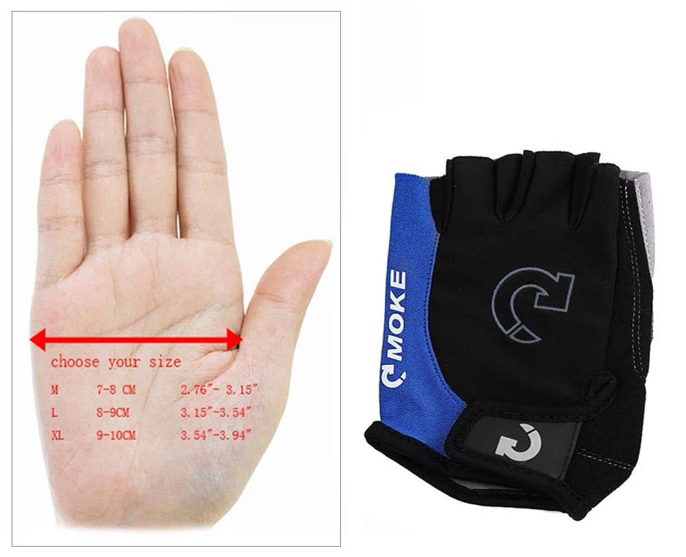 zmart Cycling Half Large Gloves, Red, Large, Fingerless, Cushion, Red,