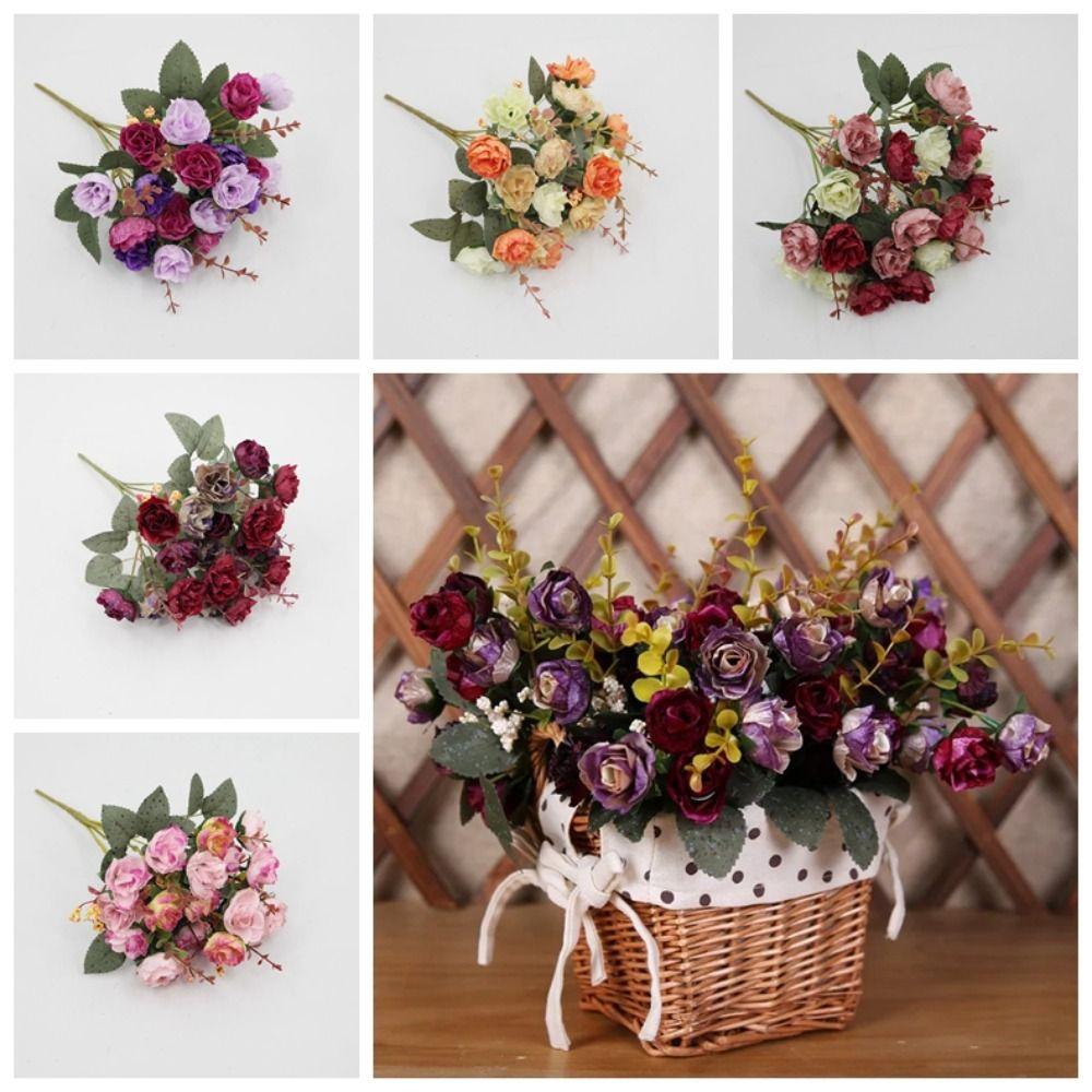 

DIY Bouquet Flower Autumn Rose Bouquet Real Touch Artificial Flower Outdoor Garden Decor