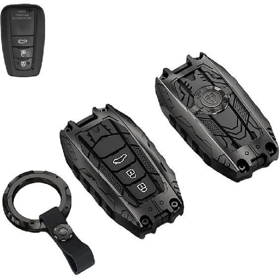 Heavy Metal Key Fob Cover Case Protector for Toyota, Keychain, Accessories for Toyota 2020 2021 2022 2023 Highlander 2018-2024 RAV4 Camry C-HR