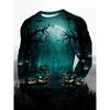 3D Printed Halloween Theme Long Sleeve T-shirts Men's Fashion Tops Casual Party Clothing