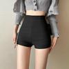 Schwarze elastische Shorts mit hoher Taille für Damen - Herbsttrend 2023, sexy lässige einfarbige Hüfthose