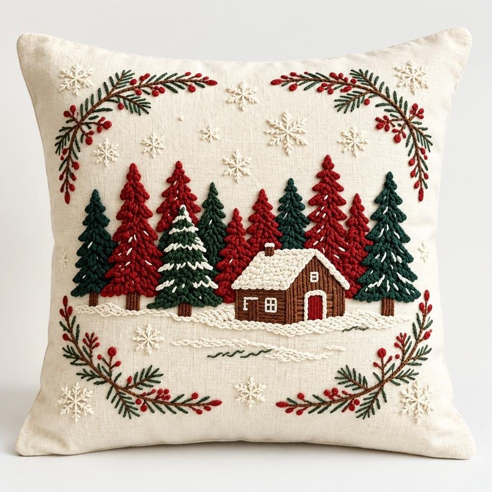 Santa Claus Christmas Pillow Cover Cartoon Print Throw Pillow Case New Holiday Pillow Cover Sofa
