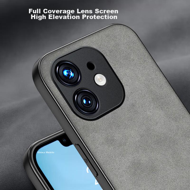 IPhone 11 Case, IPhone 11 with Full Lens Protection, Silicone Soft Edge, Shockproof, Ultra-Thin, Simple And Stylish Leather Texture Case, Elegant Gray