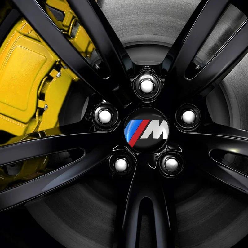 4Pc 56mm Car Wheel Stickers Center Hub Cap Car Emblem Badge Decal For BMW M8 M7 M6 M5 M4 M3 M2 M1 F30 F10 F15 E30 E46 E90 E60