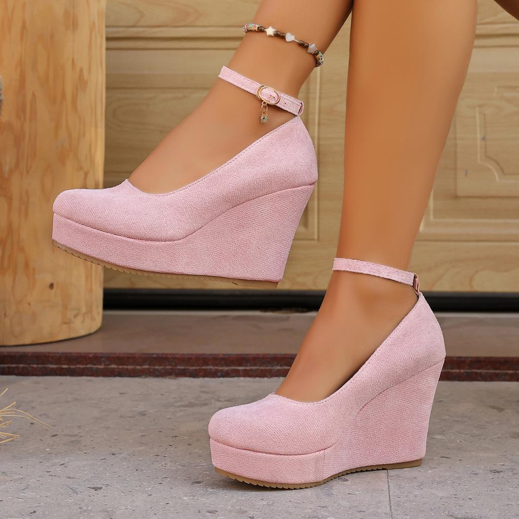 Multicolor Round Toe Women's High Heel Pumps Suede Ankle Strap Platform Shoes Spring Autumn Casual Shoes for Women Size 36-43