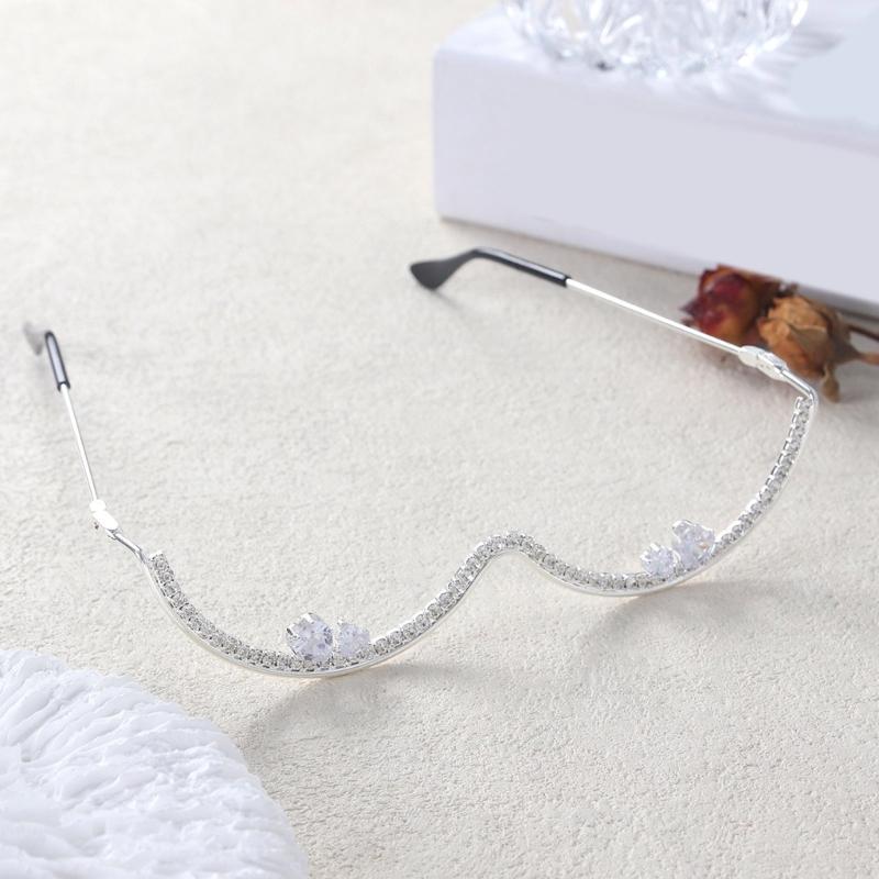 Stylish Metal Frame Glasses With Sparkling Rhinestones Costume Accessories Decoration For Cosplay And Parties