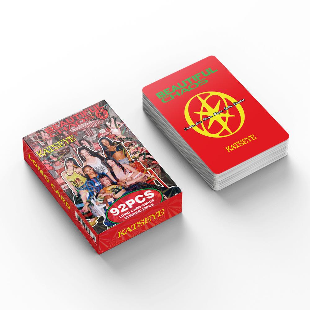 Skzoo 60+32Pcs KATSEYE 60 Lomo Cards 32 Decals Beautiful Chaos Comeback International Girl Group Support Photocard Collector