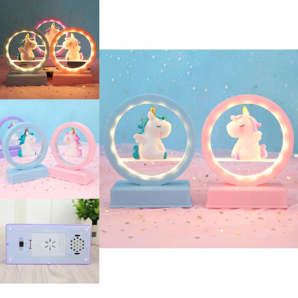 Cute Cartoon Unicorn Led Night Light Music Box Desktop Decor Ornament For Romantic Gift And Home Decor