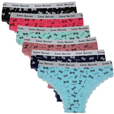 Unterwäsche Damen Baumwolle Low Rise Print Weiche Slips Damen Höschen Schlüpfer Mädchen Dessous Lot 6 Stück