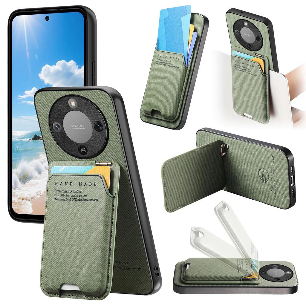 Phone Case For Honor Magic8 Lite 5G / X9d 5G / X70 5G Cloth Texture Leather + PC + TPU Cover with Card Holder Kickstand