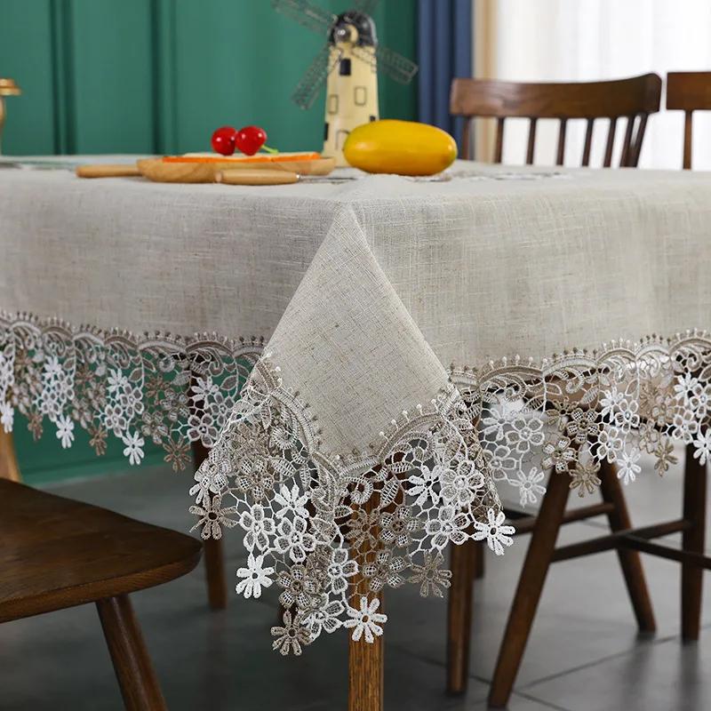 Limple Cotton Linen Table Cloth Lace Table Sheet Towel Round Table Cover TV Ark Cover Cloth Household Supplies dinnerTable Cover