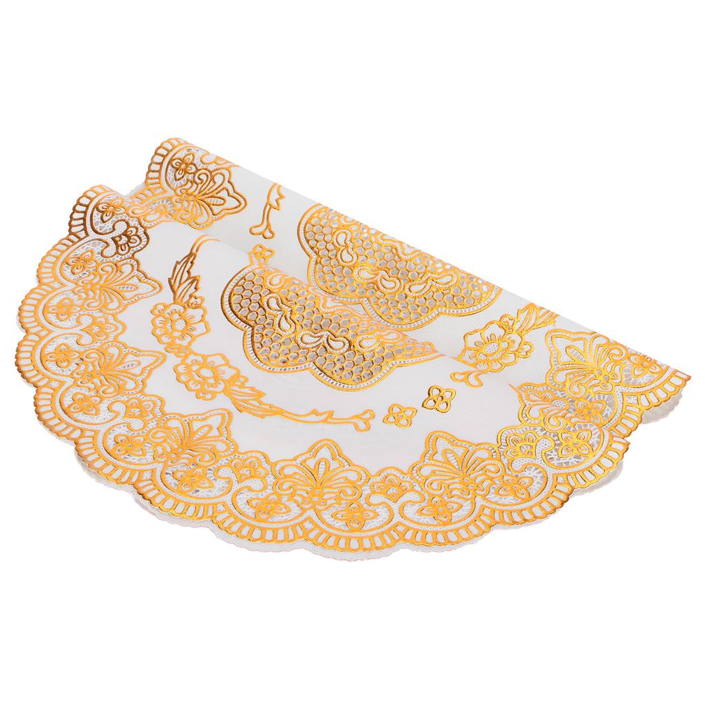 2PCS 38x38cm Table Mats PVC Gold Placemats Cup Mat Coaster for Wedding Party Supplies