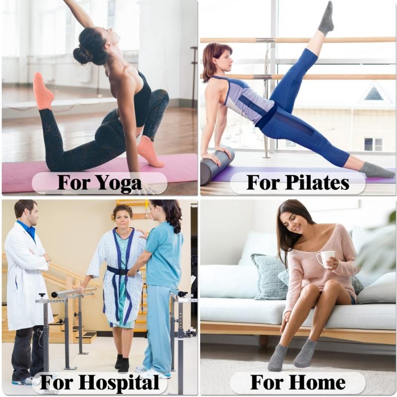 2/3 Pairs Non-Slip Yoga Socks for Women Anti-Skid Cotton Breathable Short Sports Socks with Grip for Pilates Fitness
