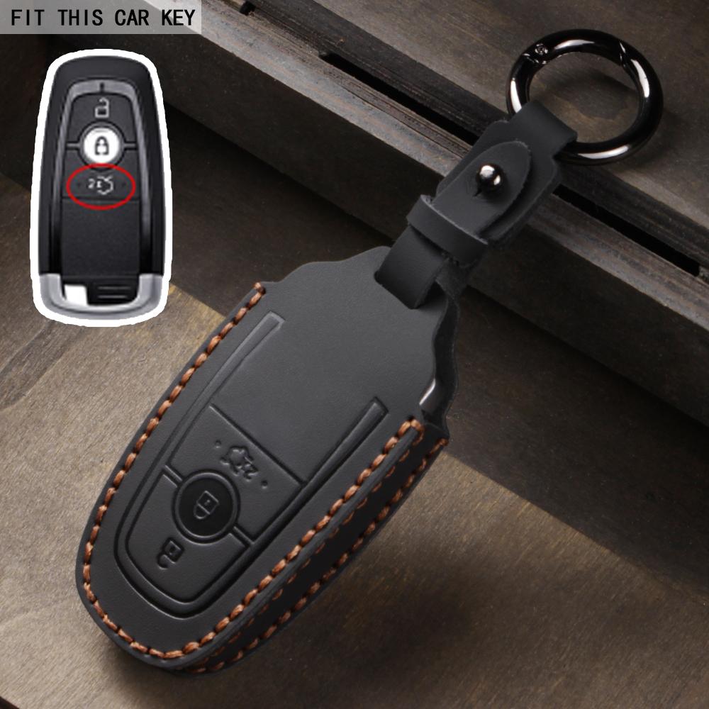 Fit for Ford Mustang Edge Explorer Focus F150 F250 F350 F550 Escape for Lincoln Mondeo 4 5 Buttons Leather Car Key Case