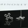 2023 Men's & Women's Black Cross Needle Stud Earrings: 925 Silver, Simple Piercing Jewelry