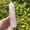 Natural Carved Pink Quartz Rose Crystal Point for Reiki Healing