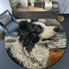 Border Collie Runder Teppich, Teppich für Wohnzimmer Schlafzimmer Sofa Spielzimmer Dekoration, Rutschfeste Bodenmatte