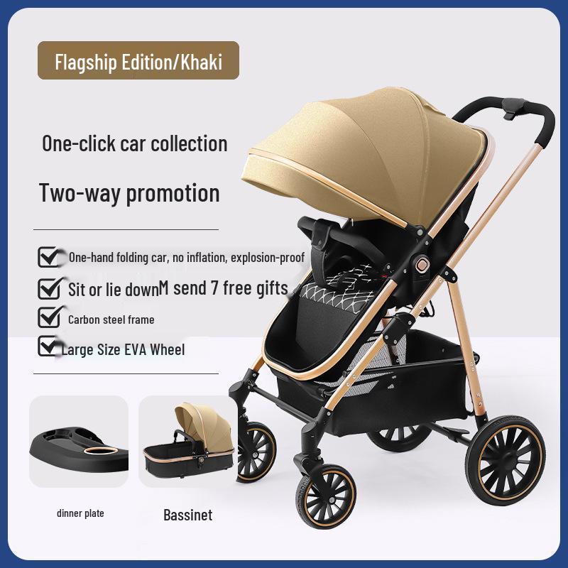 High Landscape Reversible Baby Stroller & Reclining Tricycle, Three-in-One with Large Wheels