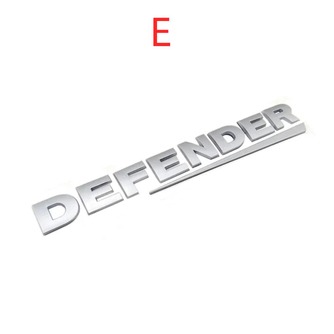

3D рельефные буквы из АБС-пластика Defender на заднем багажнике, эмблема на задней двери, наклейки-наклейки для L/R/over Defender, аксессуары для стайлинга автомобилей E