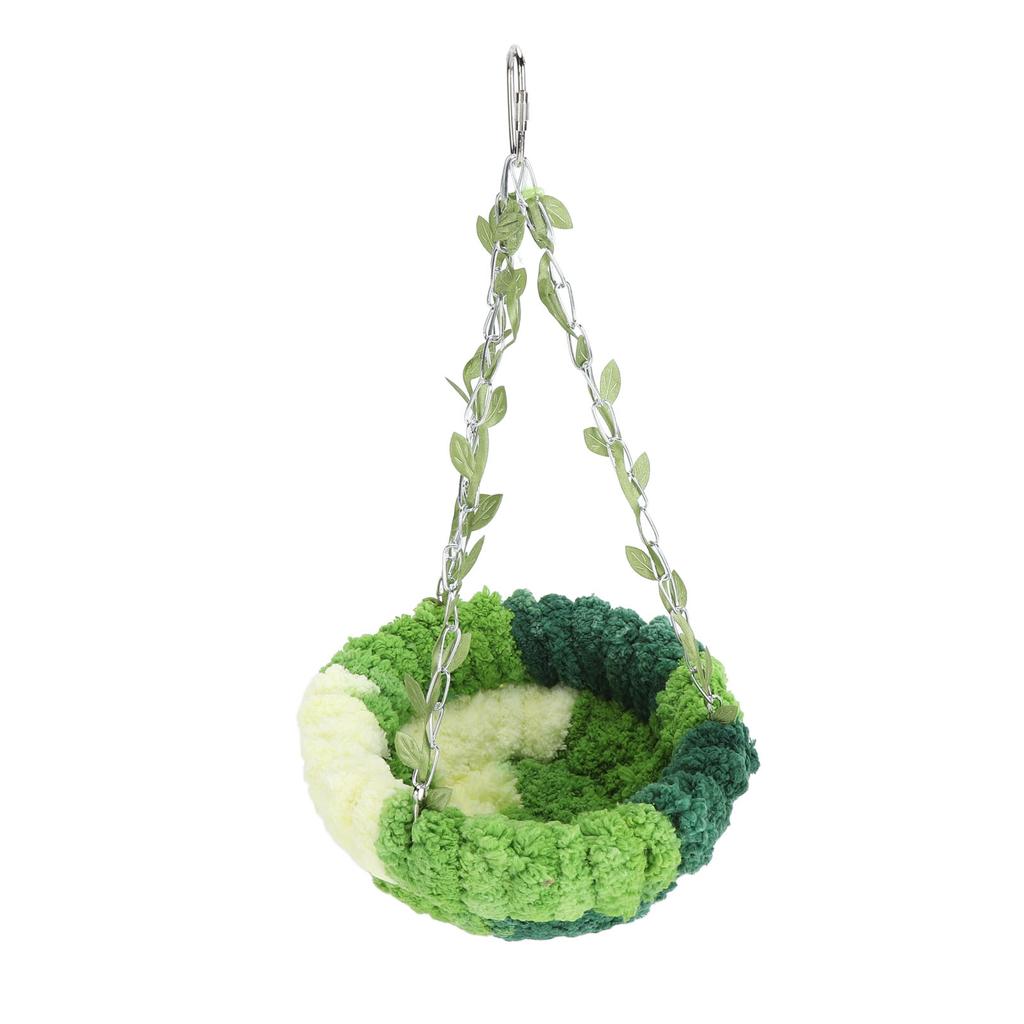 Parrot Hammock Bed Comfortable Soft Coral Fleece Hanging Bird Sleeping Nest for Cage Green