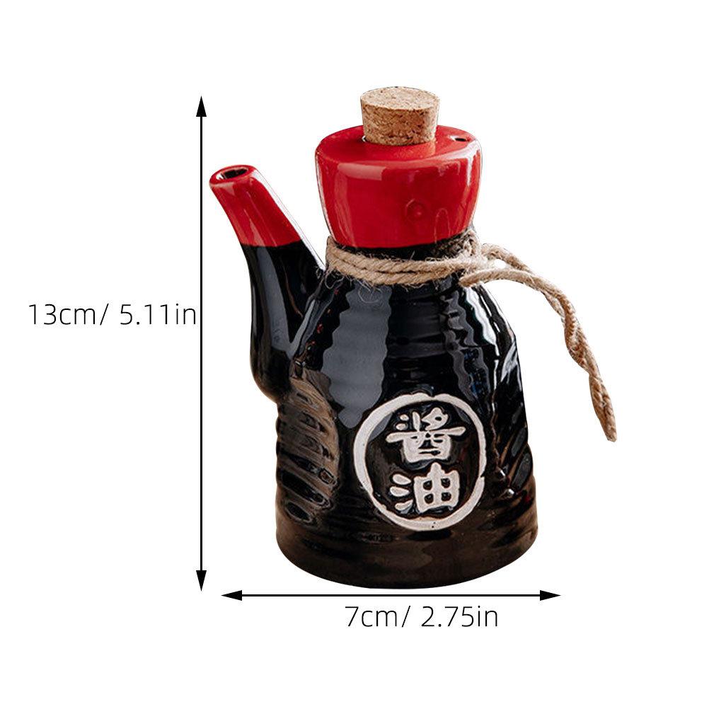 Japanische Keramik-Sojasaucenflasche Hausgewürzkrug Korrosionsbeständiger Küchenöltopf Premium-Gewürzspender