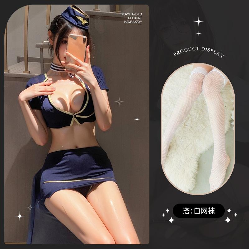 Sexy lingerie sexy hot pure desire deep v free couple flirting stewardess cosplay temptation hip nightdress