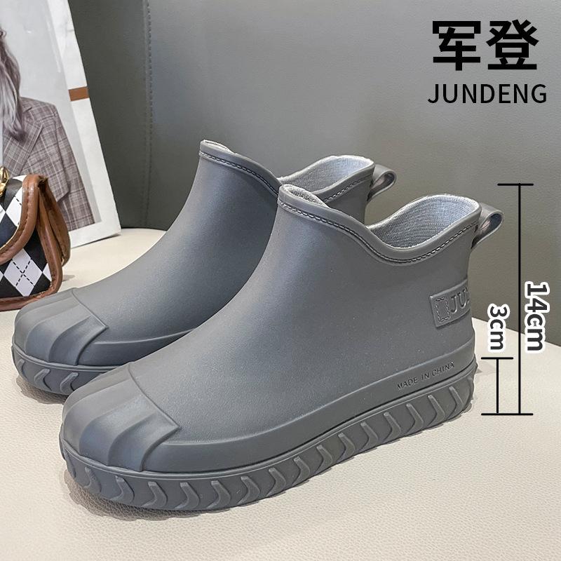 Four Seasons Rain Shoes Women's Fashion Outer Wear Short Tube Adult Women's Cute Waterproof Shoes Non-slip Women's Cotton Warm