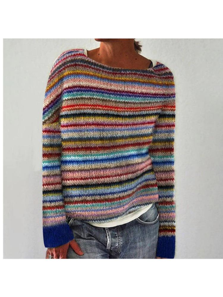 Γυναικείο Πουλόβερ Μακρυμάνικο με Στρογγυλή Λαιμόκοψη, Χρωματικούς Μπλοκ, Άνετη Γραμμή, Μοντέρνο Πλεκτό Πουλόβερ, Πολυτελής Άνετη Εφαρμογή, Κολακευτική και Ευέλικτη Μπλούζα