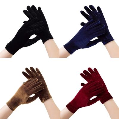 Kurzarm Opernshow-Handschuhe für Damen Samthandschuhe 1920er Flapper Dehnbarer Bündchenabschluss Halloween-Kostümhandschuhe