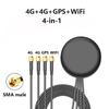 1Pcs 4G+4G+GPS+WIFI Antenna Four in One 2.4G LTE+GPS+2.4Ghz Bluetooth 5G Combined Antenna Outdoor Paste 1.5M SMA FAKRA