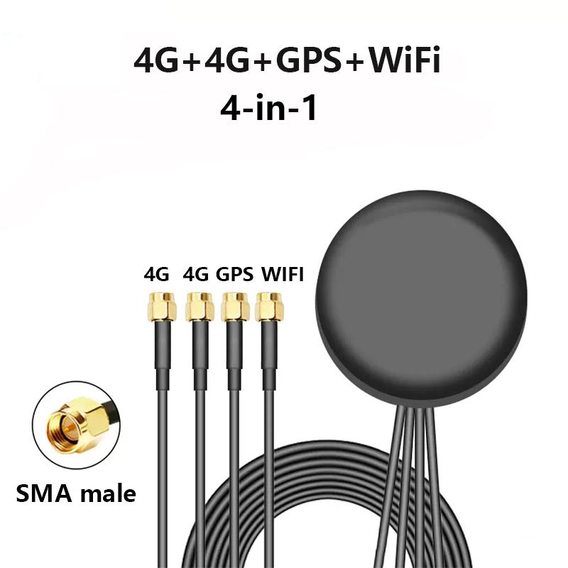 1Pcs 4G+4G+GPS+WIFI Antenna Four in One 2.4G LTE+GPS+2.4Ghz Bluetooth 5G Combined Antenna Outdoor Paste 1.5M SMA FAKRA