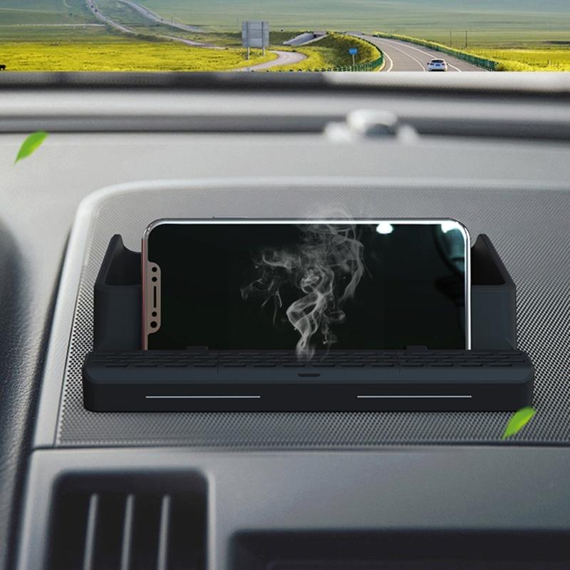 Multifunctional Non Slip Car Dashboard Phone Mount Holder Rack with Parking Number Plate Organizer Storage Box Container