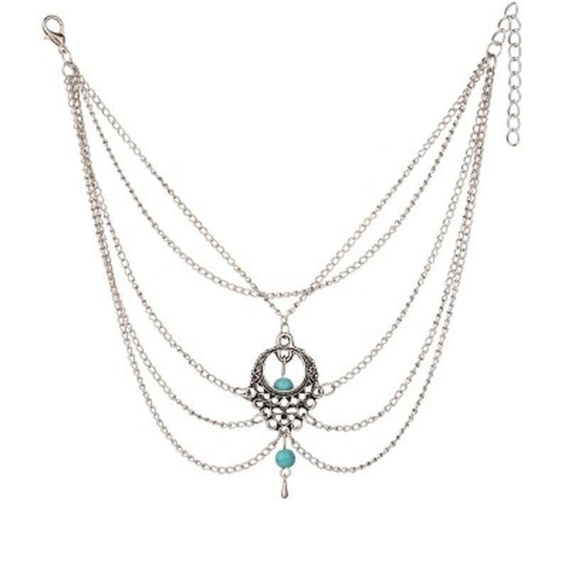 2 stücke Vintage Silber Farbe Knöchel Armband Fuß Schmuck Barfuß Sandalen Fußkettchen für Frauen